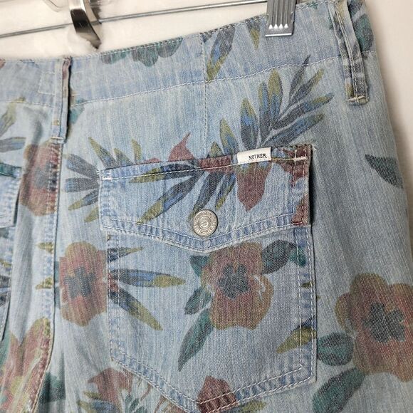 MOTHER Women's The No Zip Misfit Floral Pants Fresh Cut Chambray Jogger Size 27 - Picture 11 of 14